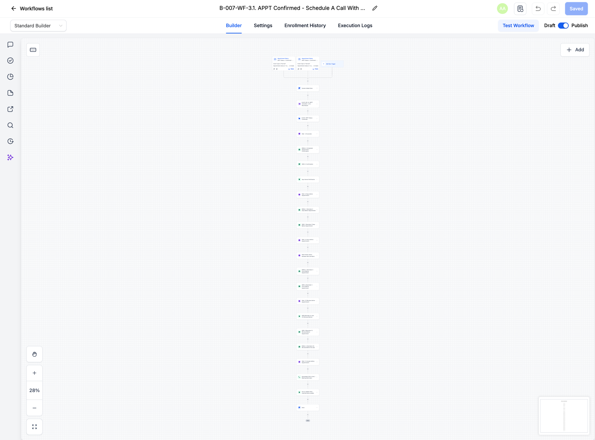 Appointment reminders and auto-call workflow